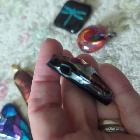Fused, Dichroic, Fire Polish and Art Glass Pendants - Picture 6 of 12